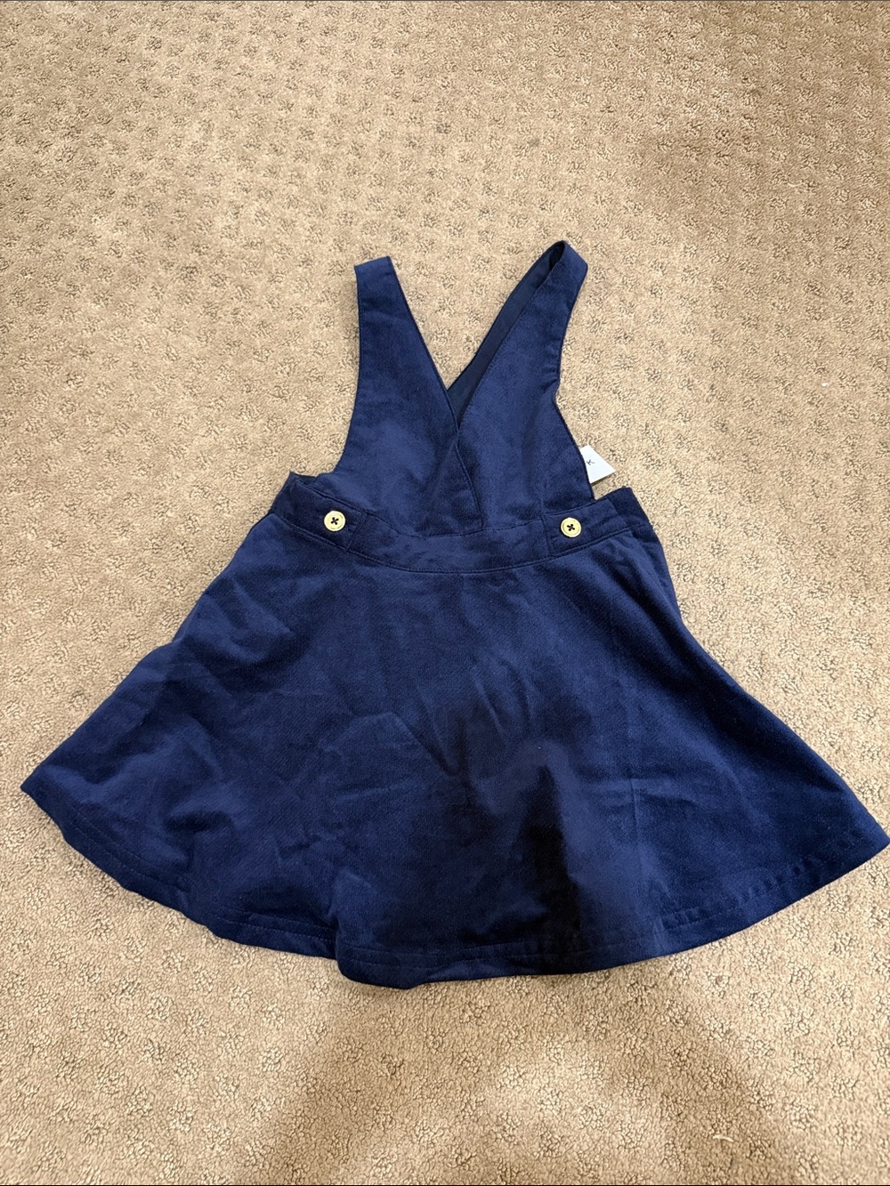 Girls Navy Pinafore Skirt Dress with Button Detail